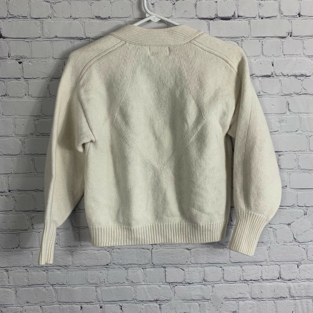 Loulou Studio Zanzibar Wool Cashmere Cardigan Cropped Ivory Sweater Size XS - Picture 4 of 7